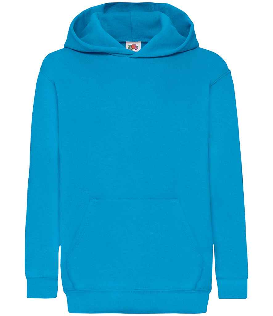 Fruit of the Loom Kids Classic Hooded Sweatshirt in Azure by Fruit of the Loom — Custom branded clothing by Print Press, featuring premium embroidery produced in our specialist print lab in the UK.