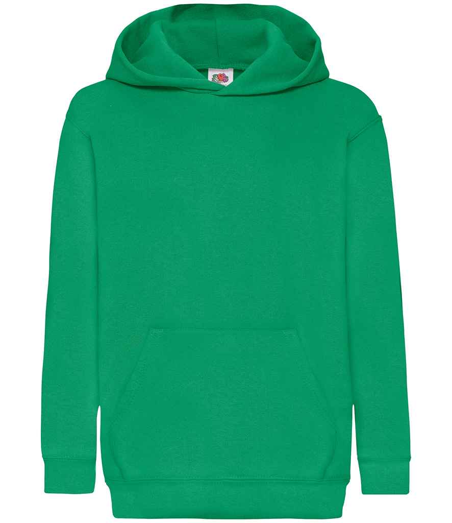 Fruit of the Loom Kids Classic Hooded Sweatshirt in by Fruit of the Loom — Custom branded clothing by Print Press, featuring premium embroidery produced in our specialist print lab in the UK.