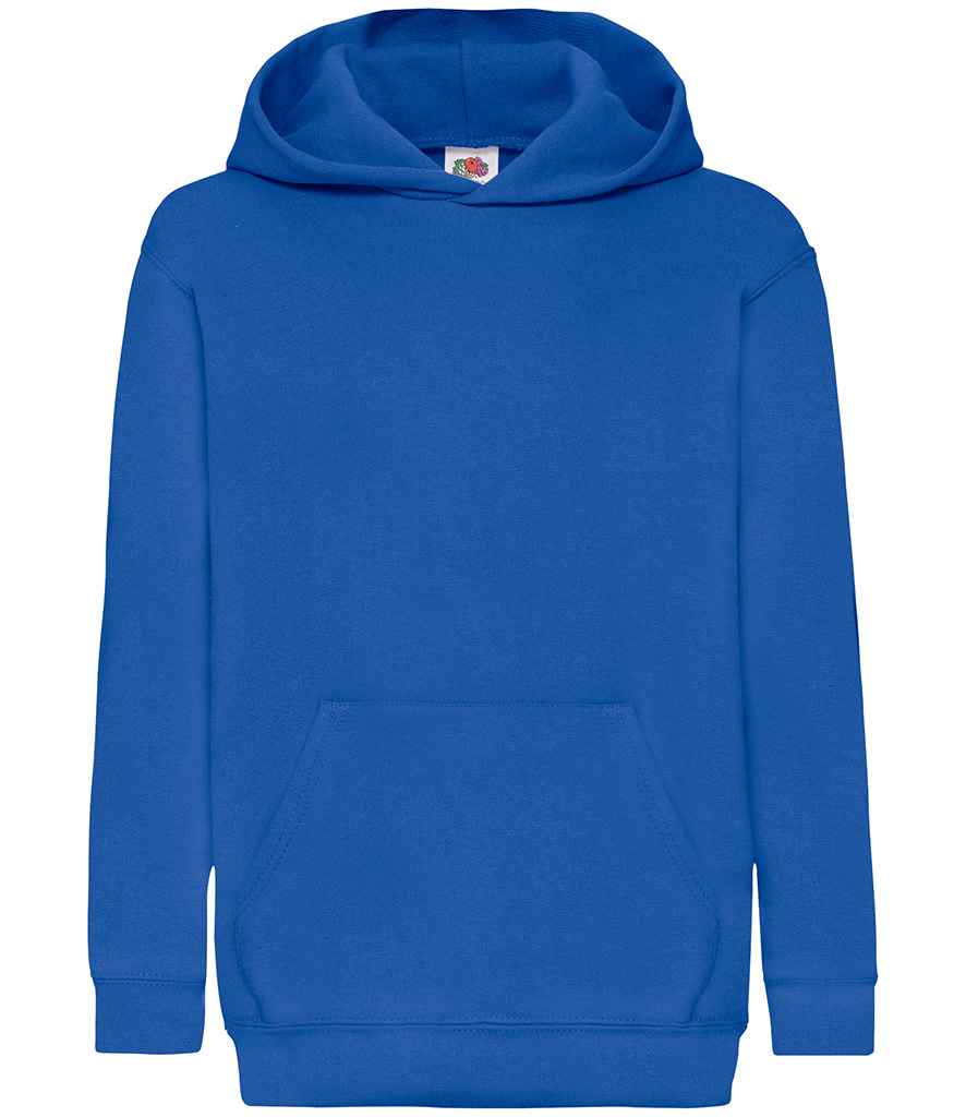 Fruit of the Loom Kids Classic Hooded Sweatshirt in Royal Blue by Fruit of the Loom — Custom branded clothing by Print Press, featuring premium embroidery produced in our specialist print lab in the UK.