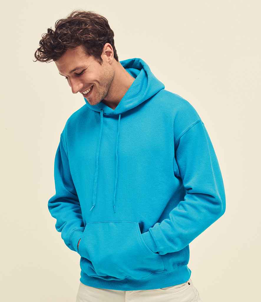 Fruit of the Loom Classic Hooded Sweatshirt - (2nd Colours) in Azure by Fruit of the Loom — Custom branded clothing by Print Press, featuring premium embroidery produced in our specialist print lab in the UK.