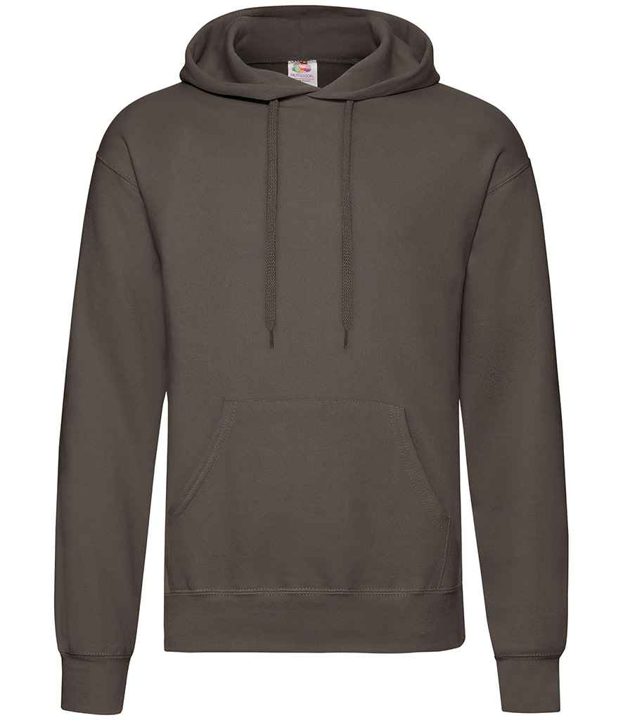 Fruit of the Loom Classic Hooded Sweatshirt - (2nd Colours) in Chocolate by Fruit of the Loom — Custom branded clothing by Print Press, featuring premium embroidery produced in our specialist print lab in the UK.