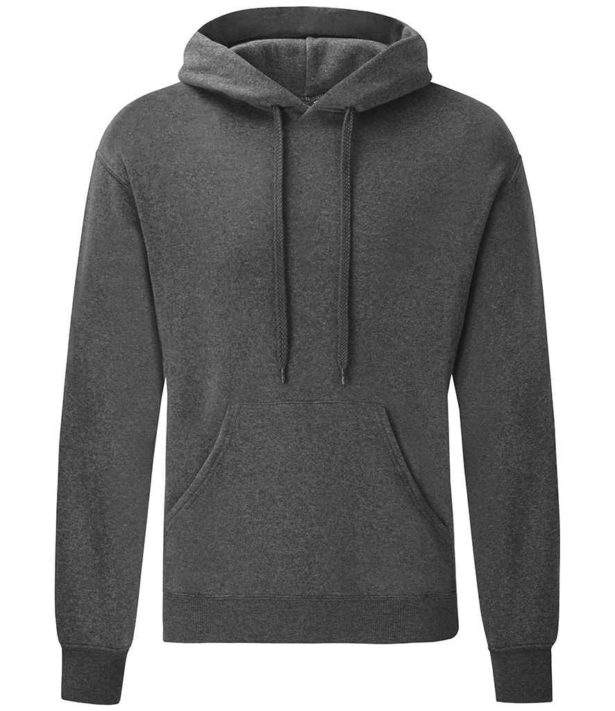 Fruit of the Loom Classic Hooded Sweatshirt - (2nd Colours) in Dark Heather by Fruit of the Loom — Custom branded clothing by Print Press, featuring premium embroidery produced in our specialist print lab in the UK.