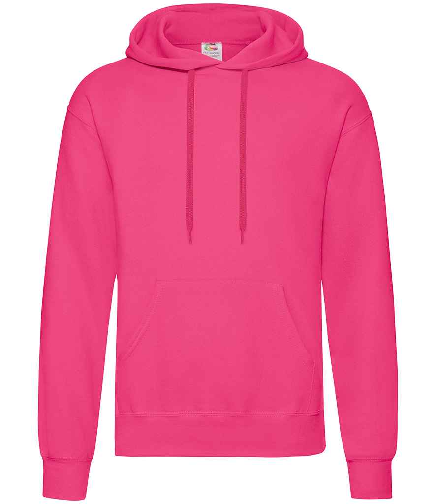 Fruit of the Loom Classic Hooded Sweatshirt in Fuchsia by Fruit of the Loom — Custom branded clothing by Print Press, featuring premium embroidery produced in our specialist print lab in the UK.