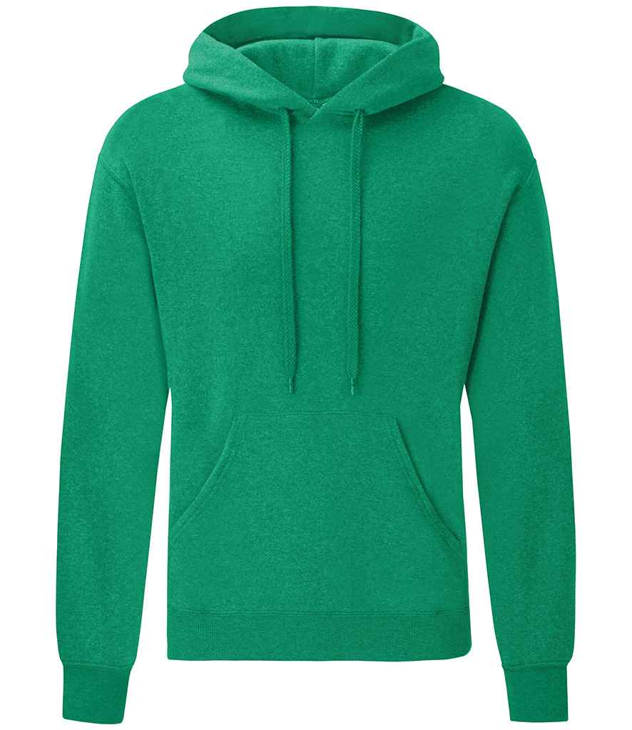 Fruit of the Loom Classic Hooded Sweatshirt in Heather Green by Fruit of the Loom — Custom branded clothing by Print Press, featuring premium embroidery produced in our specialist print lab in the UK.