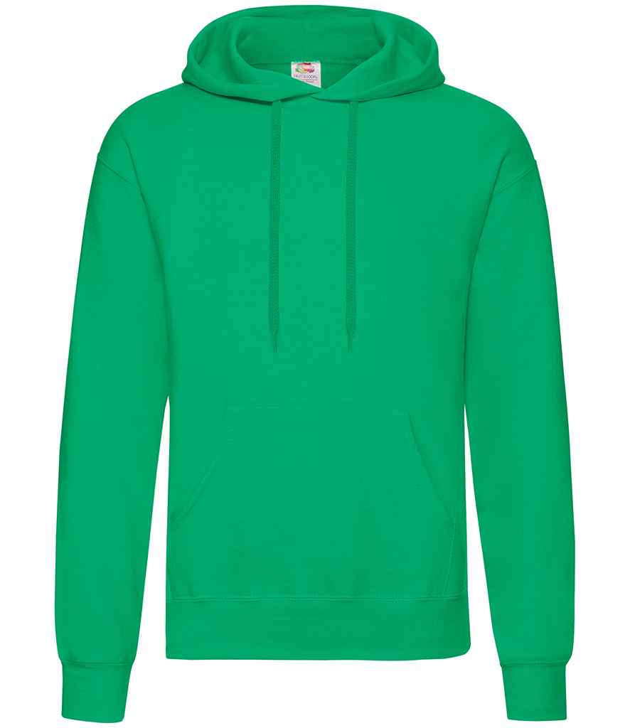Fruit of the Loom Classic Hooded Sweatshirt in Kelly Green by Fruit of the Loom — Custom branded clothing by Print Press, featuring premium embroidery produced in our specialist print lab in the UK.