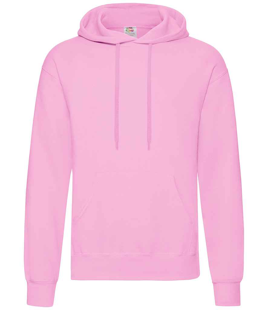 Fruit of the Loom Classic Hooded Sweatshirt in Light Pink by Fruit of the Loom — Custom branded clothing by Print Press, featuring premium embroidery produced in our specialist print lab in the UK.