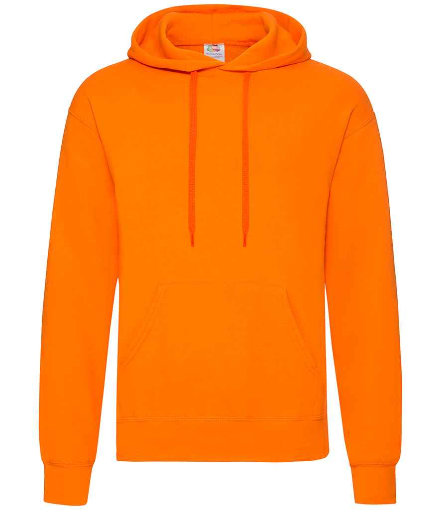 Fruit of the Loom Classic Hooded Sweatshirt in Orange by Fruit of the Loom — Custom branded clothing by Print Press, featuring premium embroidery produced in our specialist print lab in the UK.