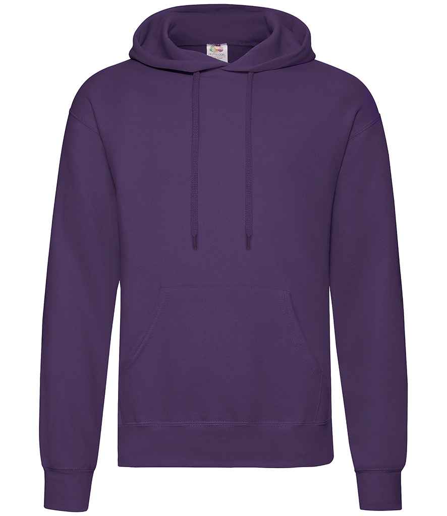 Fruit of the Loom Classic Hooded Sweatshirt in Purple by Fruit of the Loom — Custom branded clothing by Print Press, featuring premium embroidery produced in our specialist print lab in the UK.