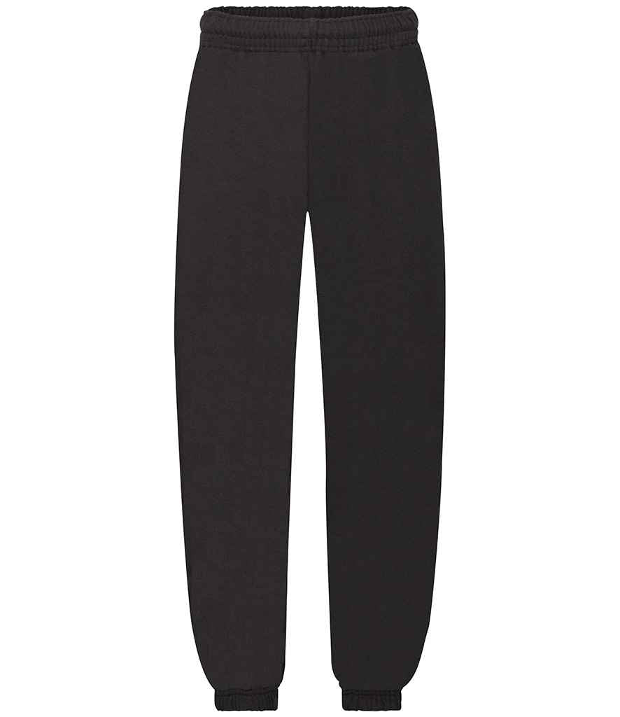 Fruit of the Loom Kids Elasticated Hem Jog Pants in Black by Fruit of the Loom — Custom branded clothing by Print Press, featuring premium embroidery produced in our specialist print lab in the UK.