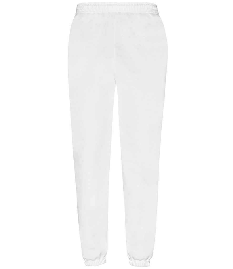 Fruit of the Loom Classic Elasticated Hem Jog Pants in White by Fruit of the Loom — Custom branded clothing by Print Press, featuring premium embroidery produced in our specialist print lab in the UK.