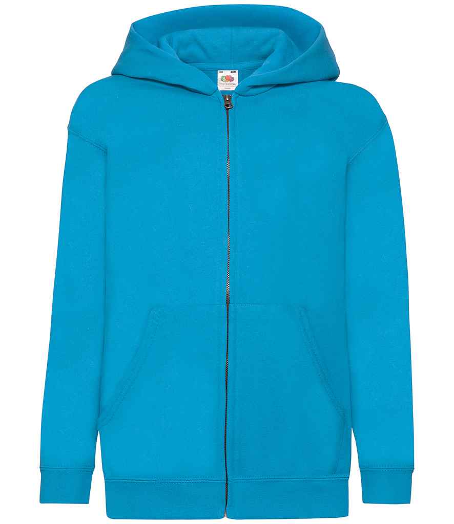 Fruit of the Loom Kids Classic Zip Hooded Sweatshirt in by Fruit of the Loom — Custom branded clothing by Print Press, featuring premium embroidery produced in our specialist print lab in the UK.