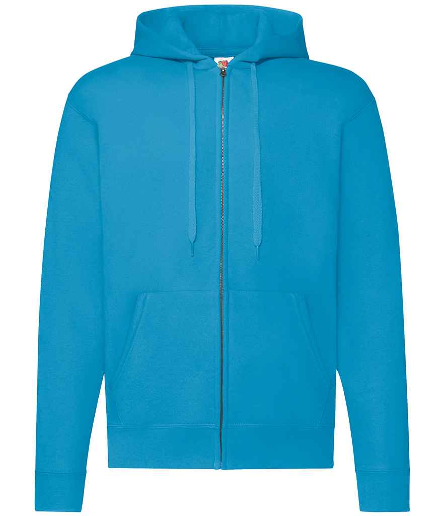 Fruit of the Loom Classic Zip Hooded Sweatshirt in Azure by Fruit of the Loom — Custom branded clothing by Print Press, featuring premium embroidery produced in our specialist print lab in the UK.