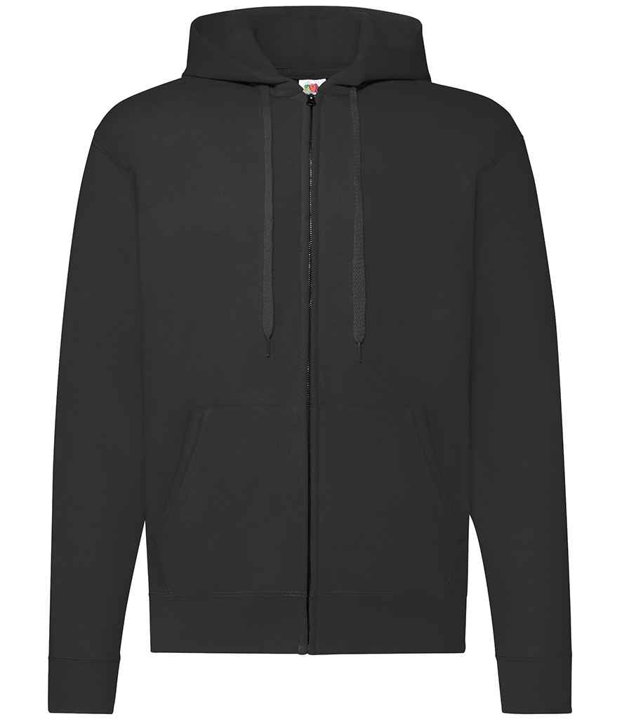 Fruit of the Loom Classic Zip Hooded Sweatshirt in Black by Fruit of the Loom — Custom branded clothing by Print Press, featuring premium embroidery produced in our specialist print lab in the UK.
