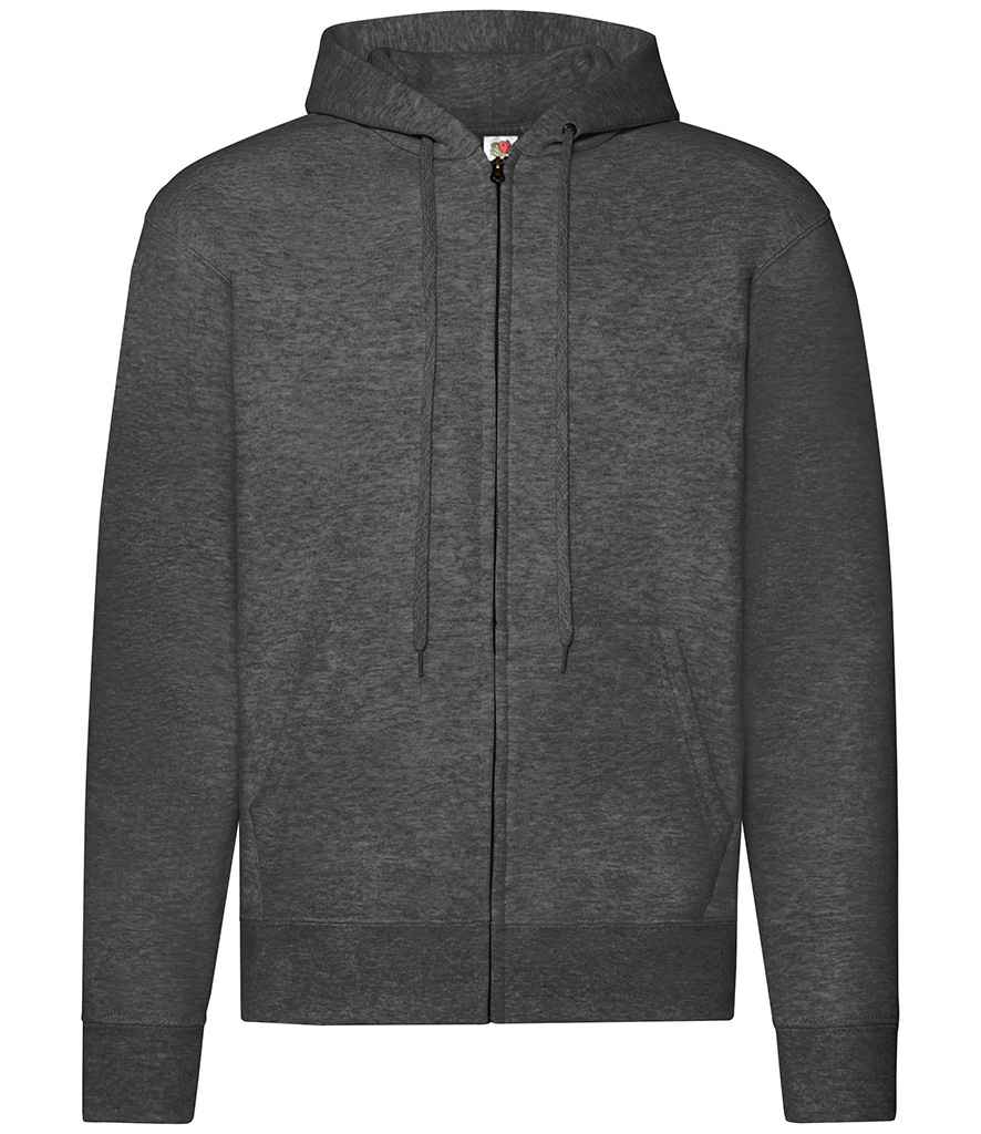 Fruit of the Loom Classic Zip Hooded Sweatshirt in Dark Heather by Fruit of the Loom — Custom branded clothing by Print Press, featuring premium embroidery produced in our specialist print lab in the UK.