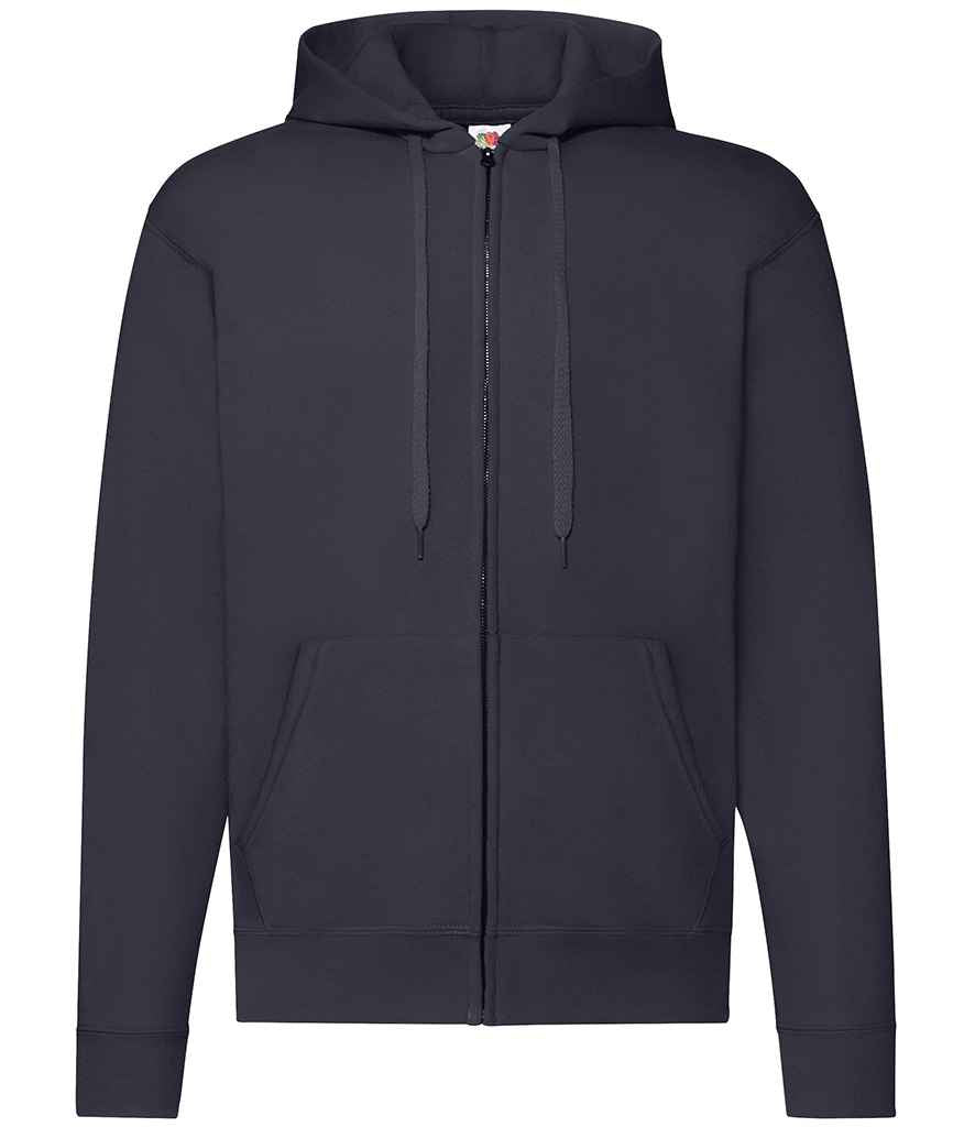 Fruit of the Loom Classic Zip Hooded Sweatshirt in Deep Navy by Fruit of the Loom — Custom branded clothing by Print Press, featuring premium embroidery produced in our specialist print lab in the UK.