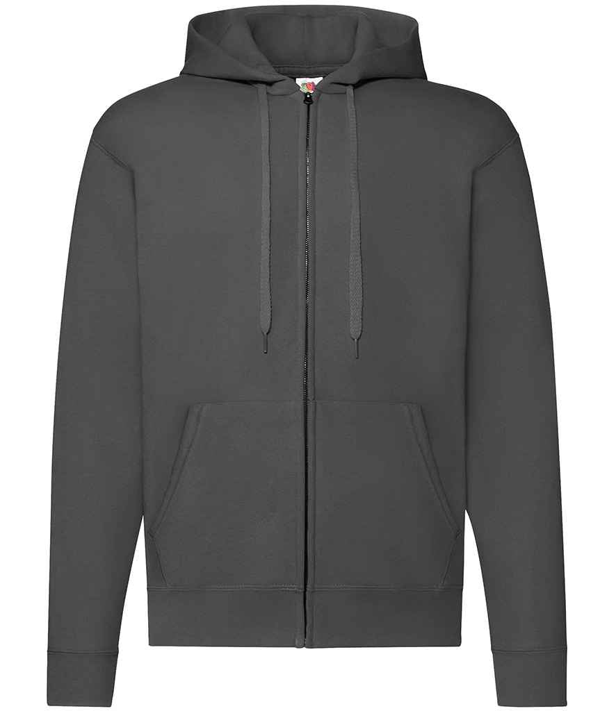Fruit of the Loom Classic Zip Hooded Sweatshirt in Light Graphite by Fruit of the Loom — Custom branded clothing by Print Press, featuring premium embroidery produced in our specialist print lab in the UK.
