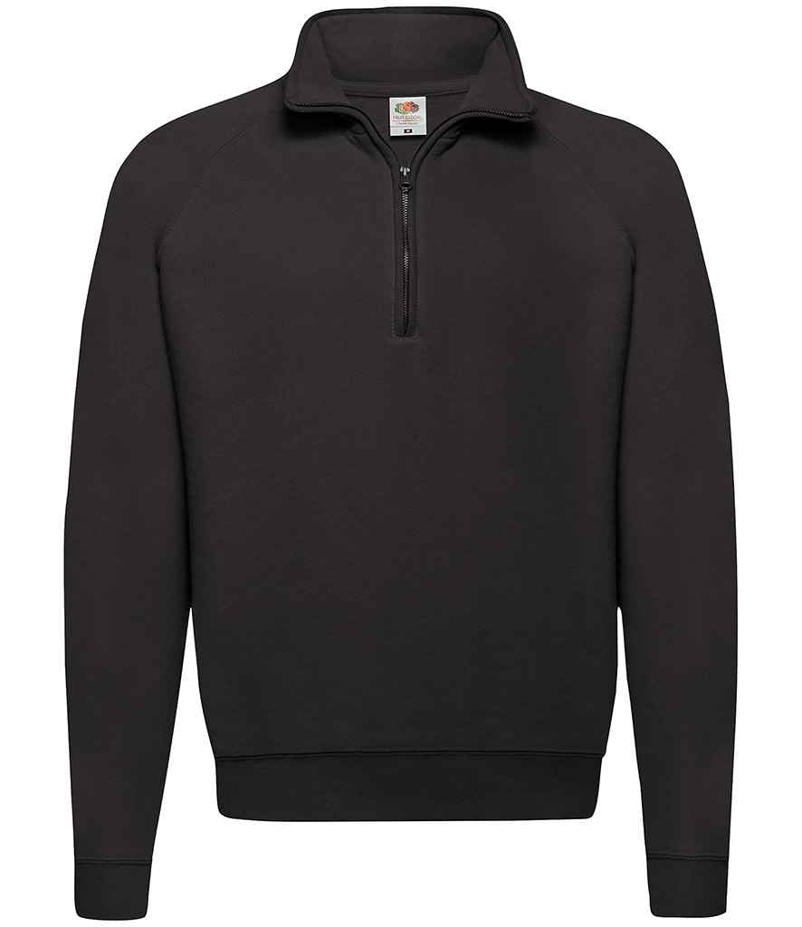 Fruit of the Loom Classic Zip Neck Sweatshirt in Black by Fruit of the Loom — Custom branded clothing by Print Press, featuring premium embroidery produced in our specialist print lab in the UK.