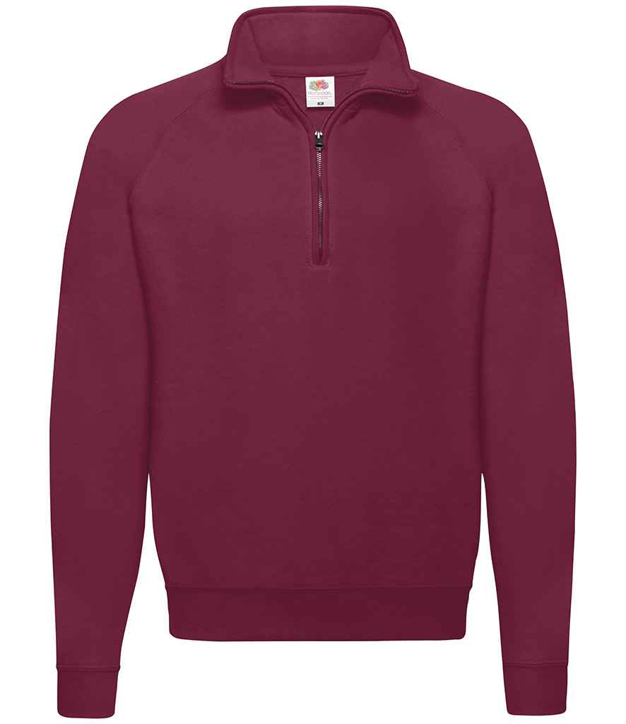 Fruit of the Loom Classic Zip Neck Sweatshirt in by Fruit of the Loom — Custom branded clothing by Print Press, featuring premium embroidery produced in our specialist print lab in the UK.