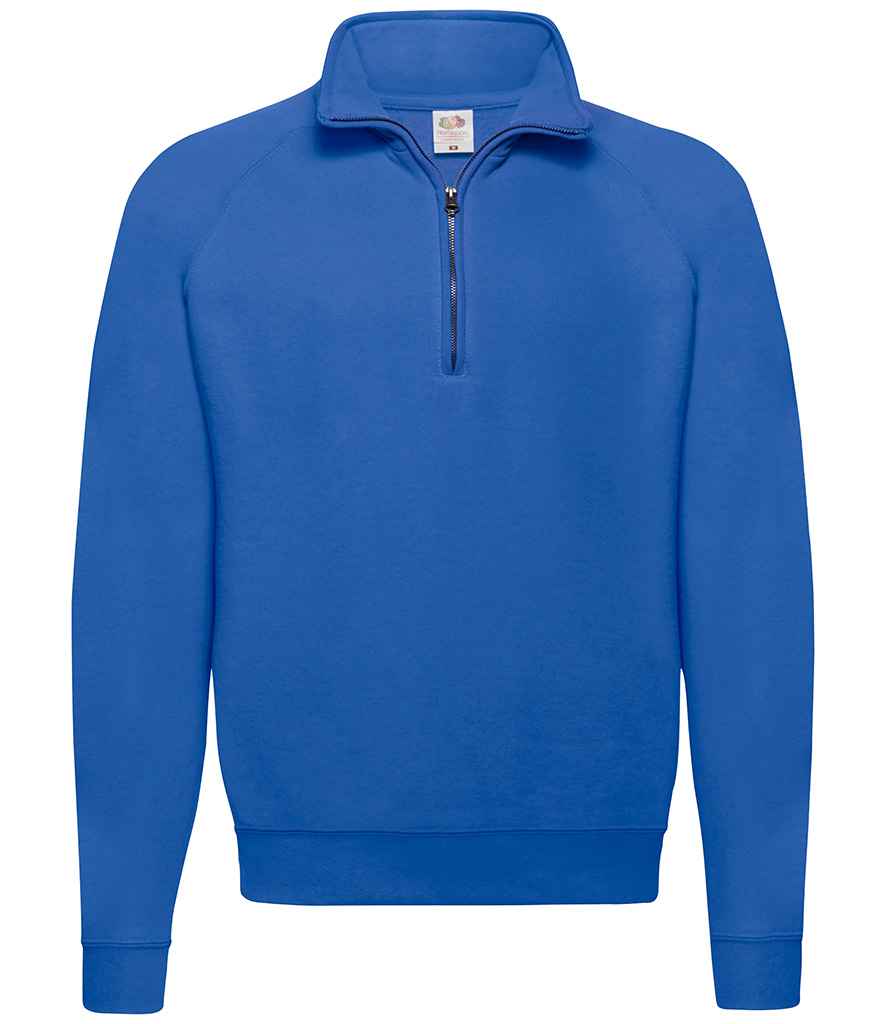 Fruit of the Loom Classic Zip Neck Sweatshirt in Royal Blue by Fruit of the Loom — Custom branded clothing by Print Press, featuring premium embroidery produced in our specialist print lab in the UK.