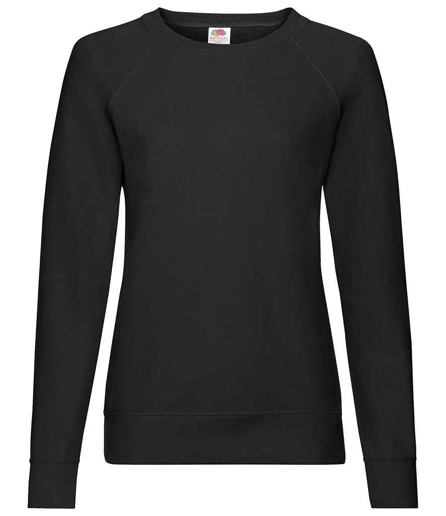 Fruit of the Loom Lady Fit Lightweight Raglan Sweatshirt in Black by Fruit of the Loom — Custom branded clothing by Print Press, featuring premium embroidery produced in our specialist print lab in the UK.