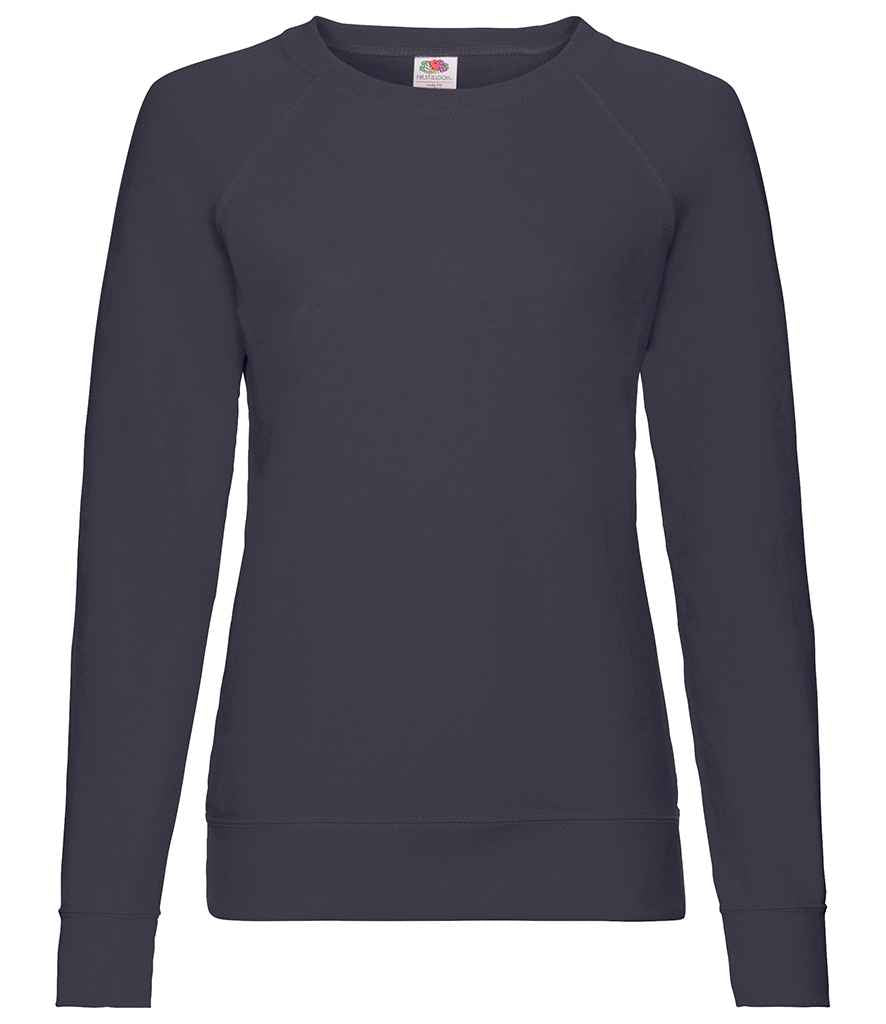 Fruit of the Loom Lady Fit Lightweight Raglan Sweatshirt in Deep Navy by Fruit of the Loom — Custom branded clothing by Print Press, featuring premium embroidery produced in our specialist print lab in the UK.