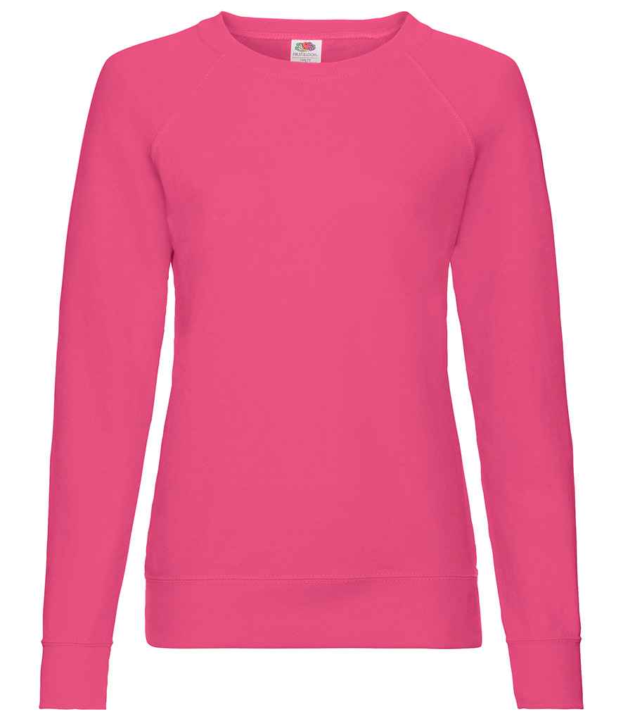 Fruit of the Loom Lady Fit Lightweight Raglan Sweatshirt in Fuchsia by Fruit of the Loom — Custom branded clothing by Print Press, featuring premium embroidery produced in our specialist print lab in the UK.