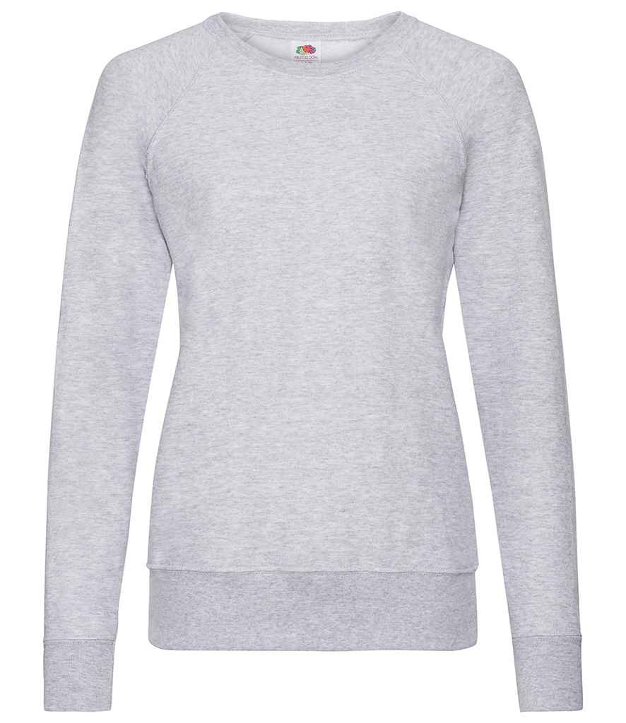 Fruit of the Loom Lady Fit Lightweight Raglan Sweatshirt in Heather Grey by Fruit of the Loom — Custom branded clothing by Print Press, featuring premium embroidery produced in our specialist print lab in the UK.