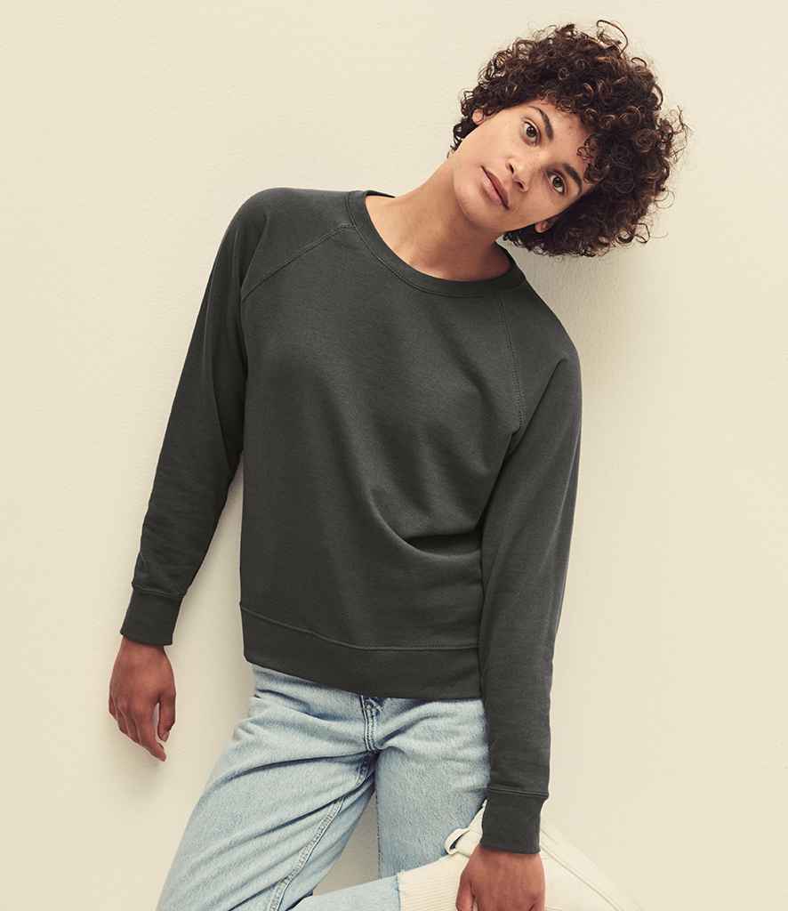 Fruit of the Loom Lady Fit Lightweight Raglan Sweatshirt in Light Graphite by Fruit of the Loom — Custom branded clothing by Print Press, featuring premium embroidery produced in our specialist print lab in the UK.