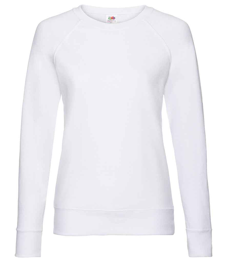 Fruit of the Loom Lady Fit Lightweight Raglan Sweatshirt in White by Fruit of the Loom — Custom branded clothing by Print Press, featuring premium embroidery produced in our specialist print lab in the UK.