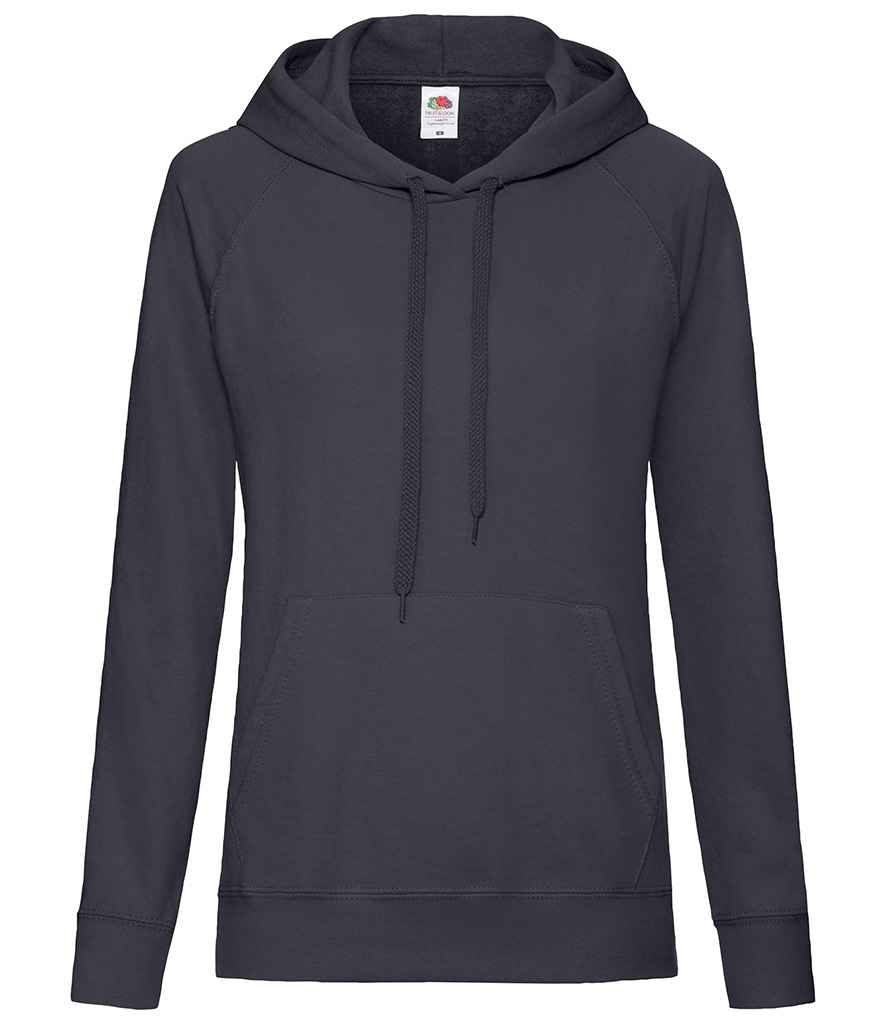 Fruit of the Loom Lady Fit Lightweight Hooded Sweatshirt in Deep Navy by Fruit of the Loom — Custom branded clothing by Print Press, featuring premium embroidery produced in our specialist print lab in the UK.