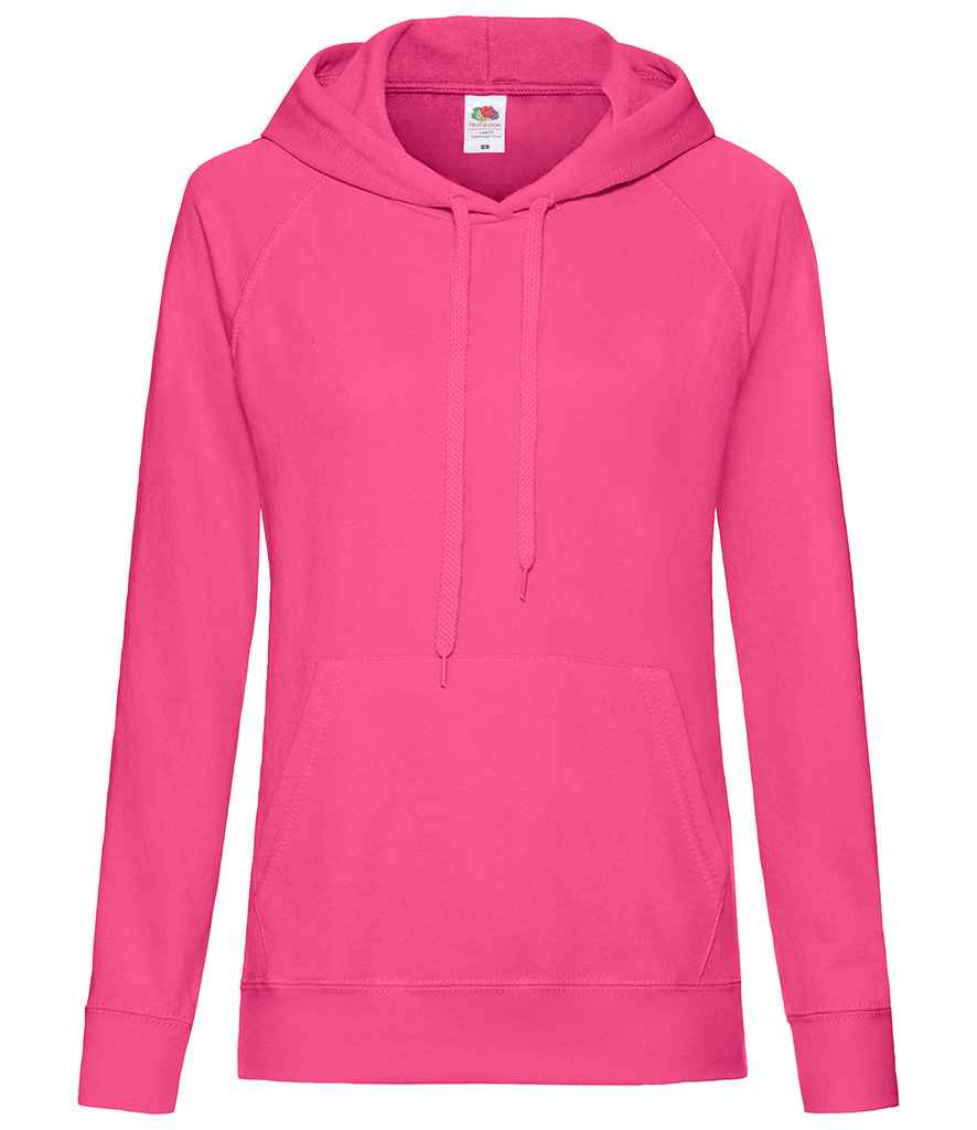 Fruit of the Loom Lady Fit Lightweight Hooded Sweatshirt in Fuchsia by Fruit of the Loom — Custom branded clothing by Print Press, featuring premium embroidery produced in our specialist print lab in the UK.