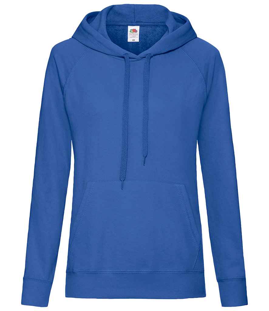 Fruit of the Loom Lady Fit Lightweight Hooded Sweatshirt in Royal Blue by Fruit of the Loom — Custom branded clothing by Print Press, featuring premium embroidery produced in our specialist print lab in the UK.