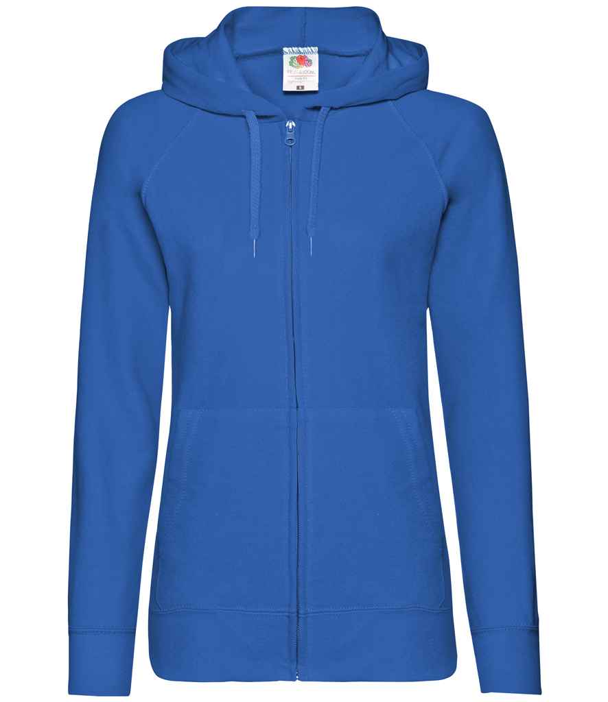 Fruit of the Loom Lady Fit Lightweight Zip Hooded Sweatshirt in by Fruit of the Loom — Custom branded clothing by Print Press, featuring premium embroidery produced in our specialist print lab in the UK.