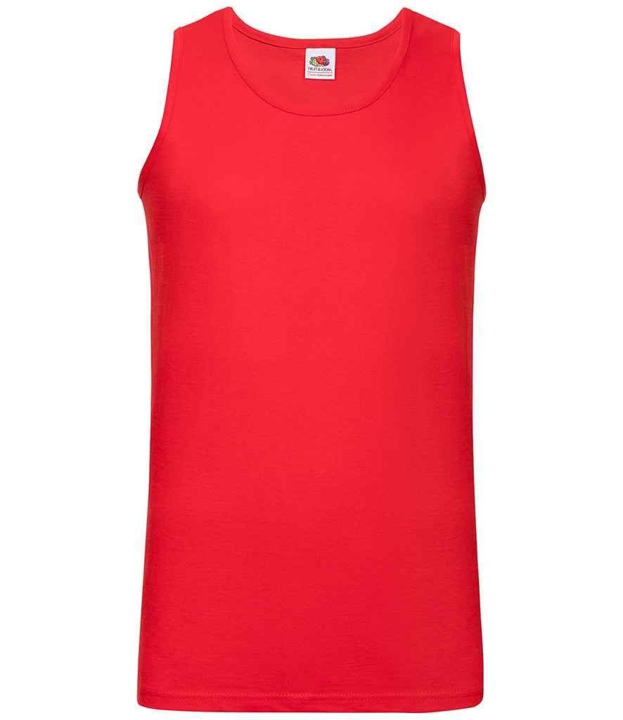 Fruit of the Loom Athletic Vest in Red by Fruit of the Loom — Custom branded clothing by Print Press, featuring premium embroidery produced in our specialist print lab in the UK.