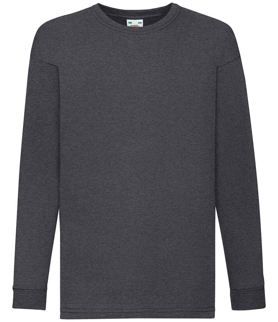 Fruit of the Loom Kids Long Sleeve Value T-Shirt in Dark Heather by Fruit of the Loom — Custom branded clothing by Print Press, featuring premium embroidery produced in our specialist print lab in the UK.