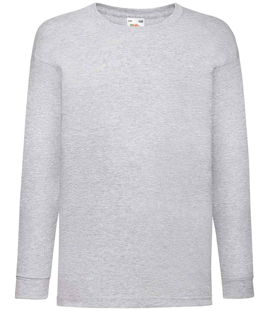 Fruit of the Loom Kids Long Sleeve Value T-Shirt in by Fruit of the Loom — Custom branded clothing by Print Press, featuring premium embroidery produced in our specialist print lab in the UK.