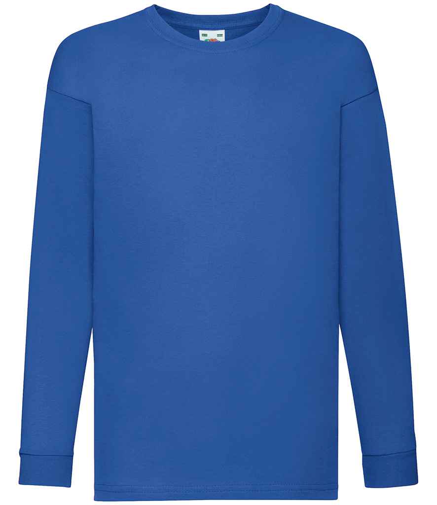 Fruit of the Loom Kids Long Sleeve Value T-Shirt in Royal Blue by Fruit of the Loom — Custom branded clothing by Print Press, featuring premium embroidery produced in our specialist print lab in the UK.