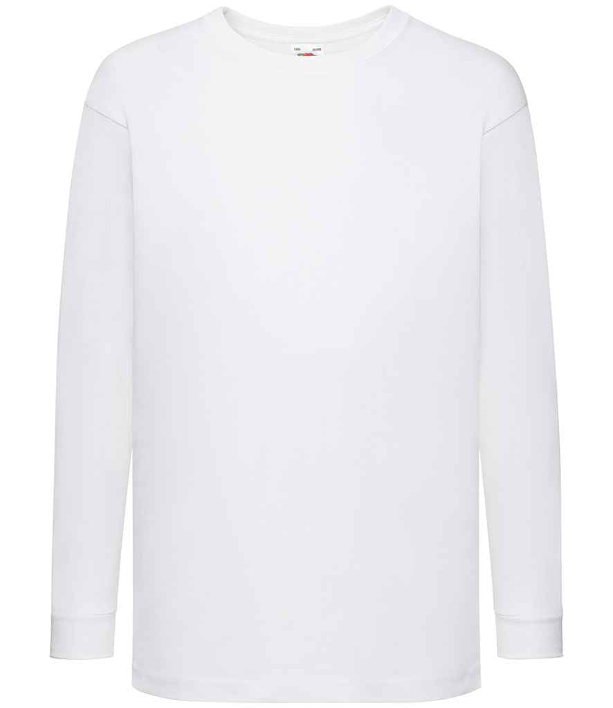 Fruit of the Loom Kids Long Sleeve Value T-Shirt in White by Fruit of the Loom — Custom branded clothing by Print Press, featuring premium embroidery produced in our specialist print lab in the UK.