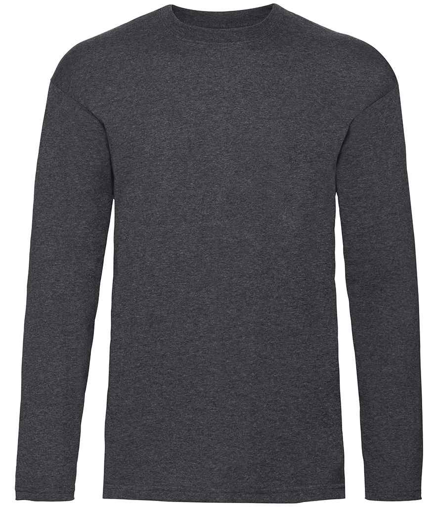 Fruit of the Loom Long Sleeve Value T-Shirt in Dark Heather by Fruit of the Loom — Custom branded clothing by Print Press, featuring premium embroidery produced in our specialist print lab in the UK.