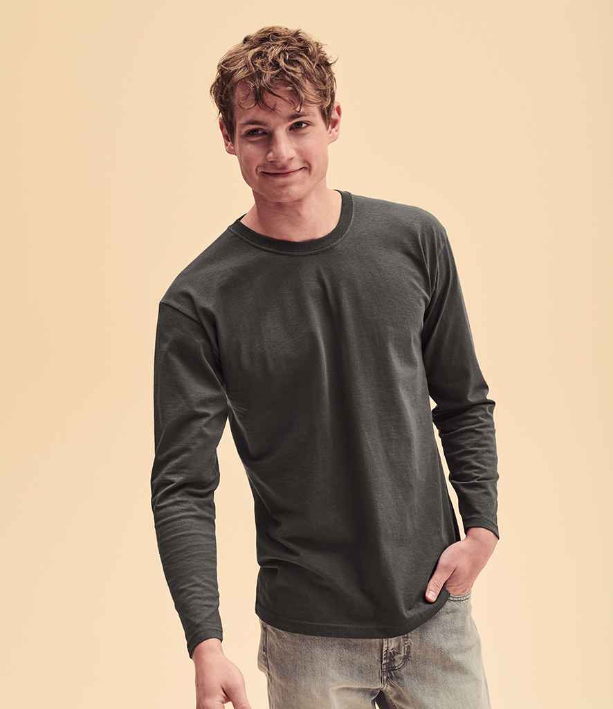 Fruit of the Loom Long Sleeve Value T-Shirt in Light Graphite by Fruit of the Loom — Custom branded clothing by Print Press, featuring premium embroidery produced in our specialist print lab in the UK.