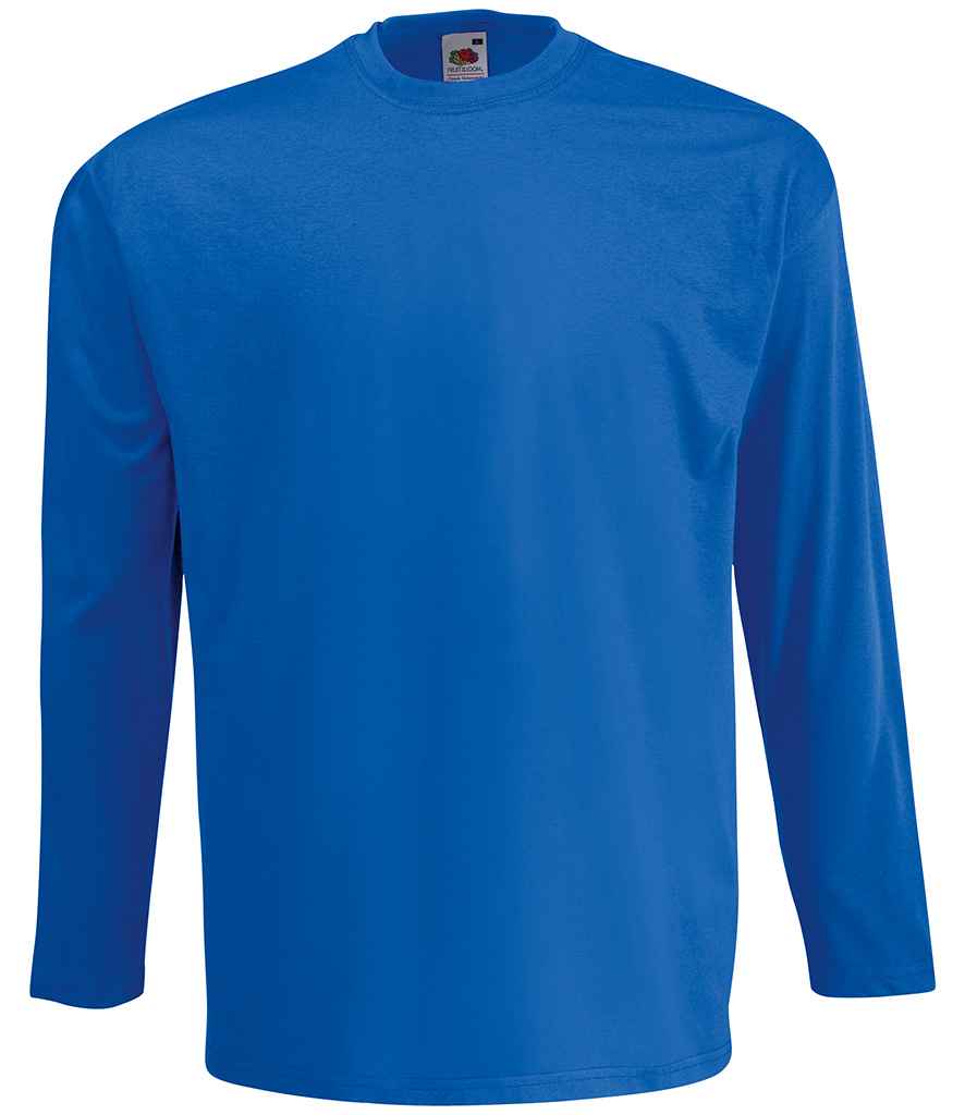 Fruit of the Loom Long Sleeve Value T-Shirt in Royal Blue by Fruit of the Loom — Custom branded clothing by Print Press, featuring premium embroidery produced in our specialist print lab in the UK.