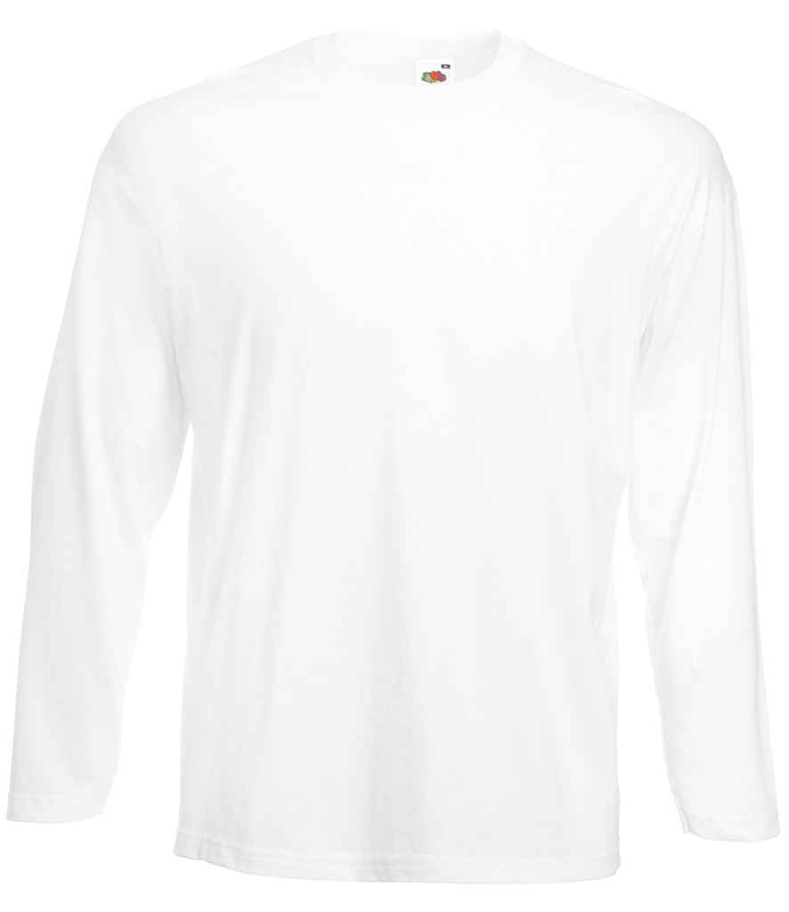 Fruit of the Loom Long Sleeve Value T-Shirt in White by Fruit of the Loom — Custom branded clothing by Print Press, featuring premium embroidery produced in our specialist print lab in the UK.