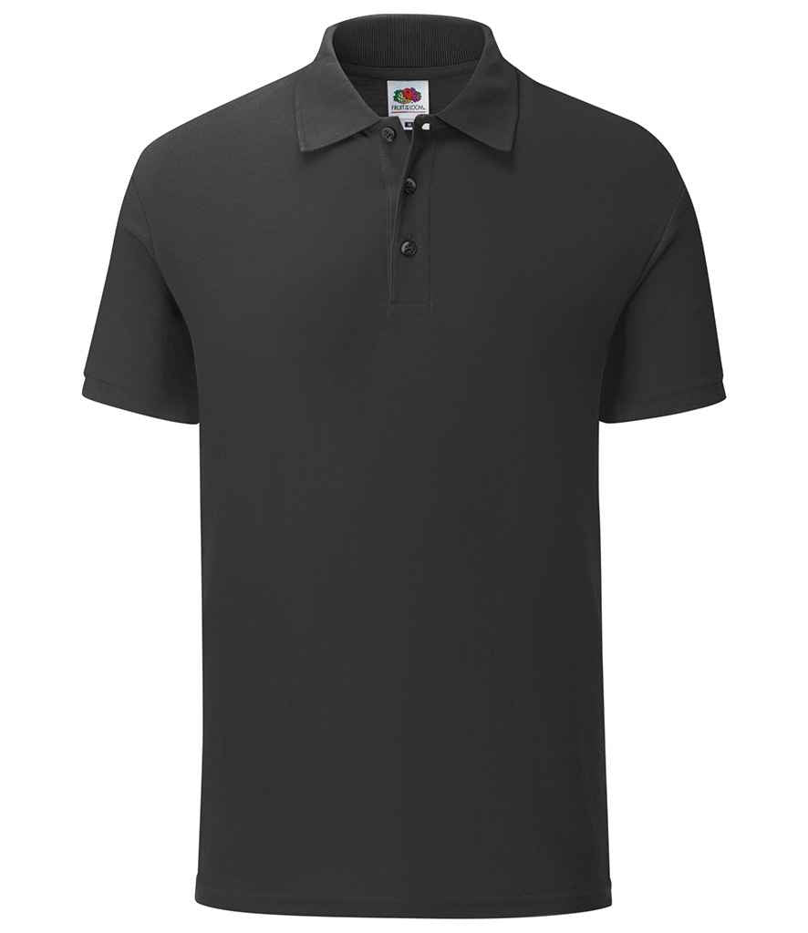 Fruit of the Loom Iconic Pique Polo Shirt - (2nd Colours) in Black by Fruit of the Loom — Custom branded clothing by Print Press, featuring premium embroidery produced in our specialist print lab in the UK.