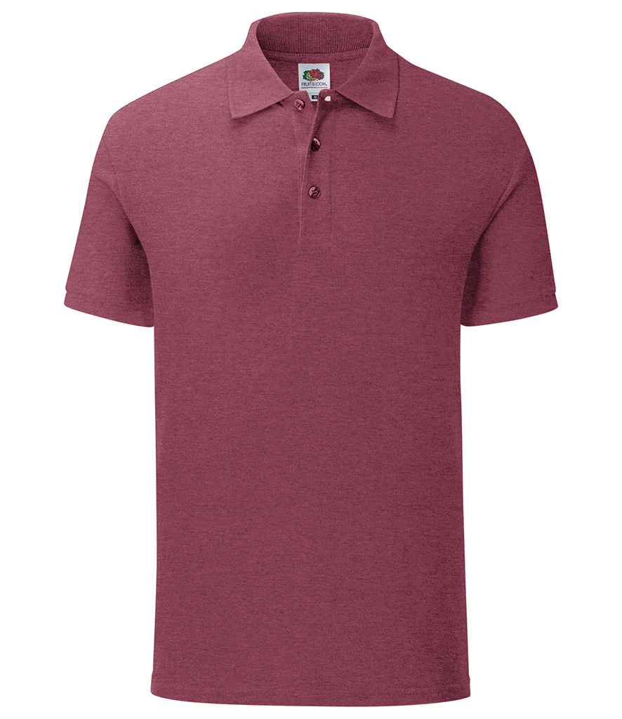 Fruit of the Loom Iconic Pique Polo Shirt in Heather Burgundy by Fruit of the Loom — Custom branded clothing by Print Press, featuring premium embroidery produced in our specialist print lab in the UK.