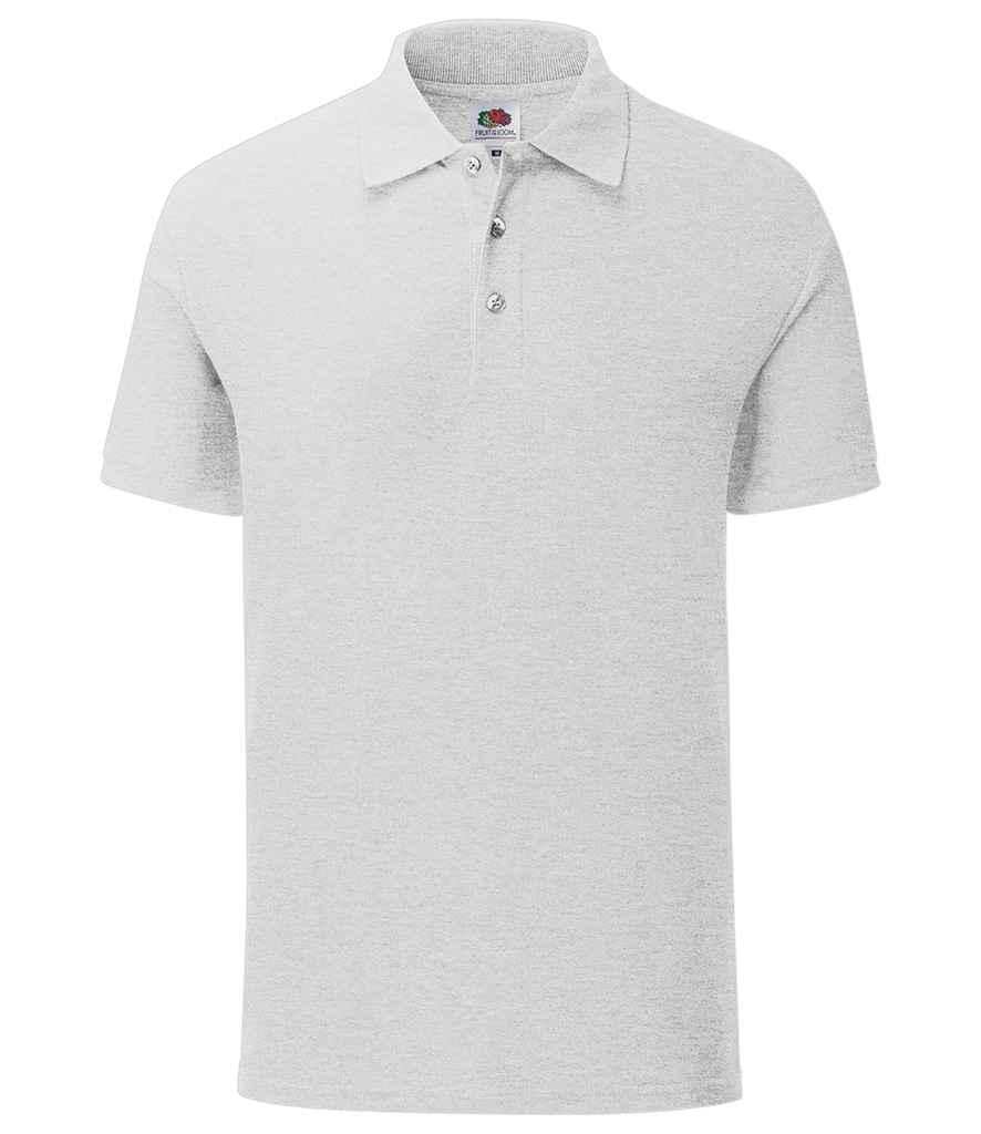 Fruit of the Loom Iconic Pique Polo Shirt in Heather Grey by Fruit of the Loom — Custom branded clothing by Print Press, featuring premium embroidery produced in our specialist print lab in the UK.