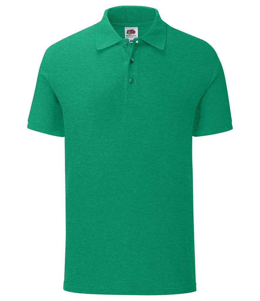 Fruit of the Loom Iconic Pique Polo Shirt in Heather Green by Fruit of the Loom — Custom branded clothing by Print Press, featuring premium embroidery produced in our specialist print lab in the UK.