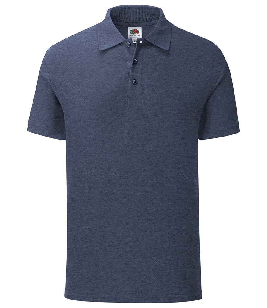 Fruit of the Loom Iconic Pique Polo Shirt in Heather Navy by Fruit of the Loom — Custom branded clothing by Print Press, featuring premium embroidery produced in our specialist print lab in the UK.