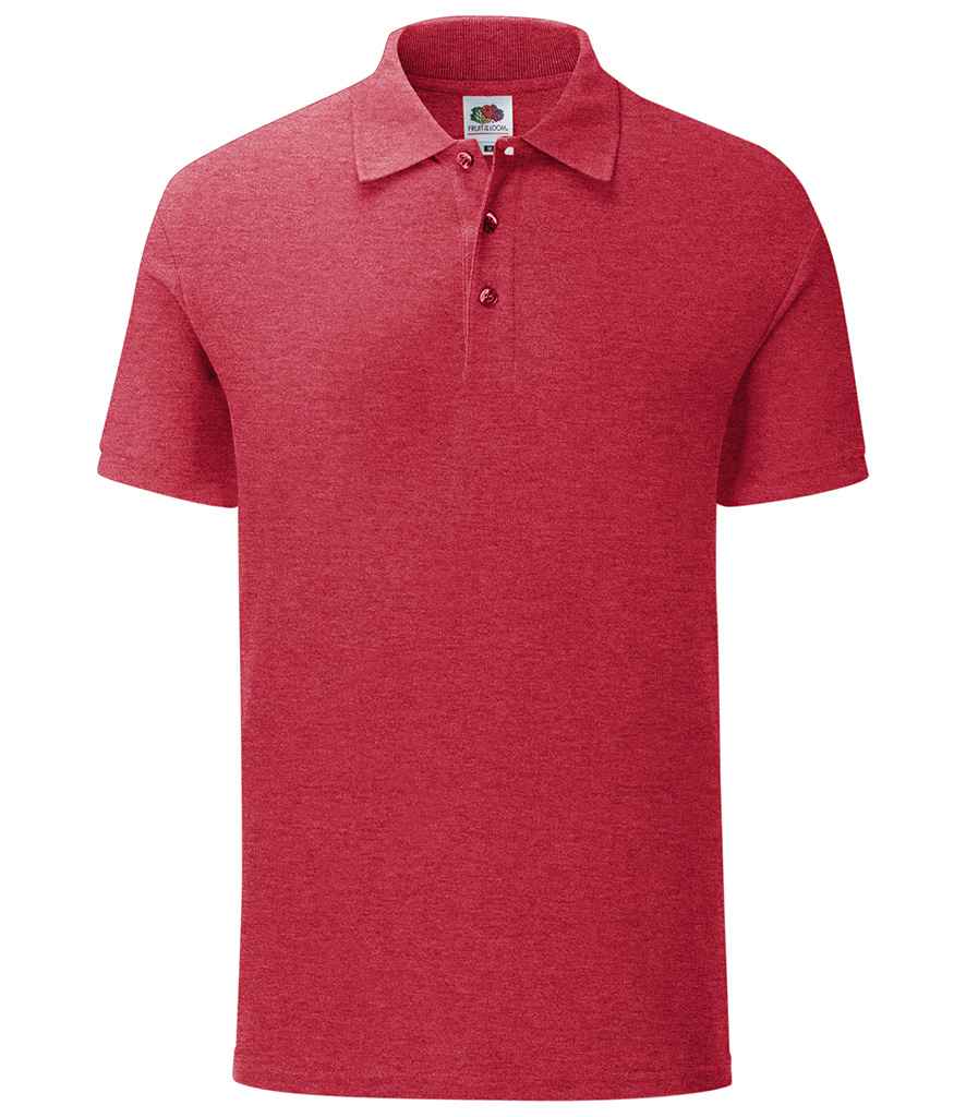 Fruit of the Loom Iconic Pique Polo Shirt in Heather Red by Fruit of the Loom — Custom branded clothing by Print Press, featuring premium embroidery produced in our specialist print lab in the UK.