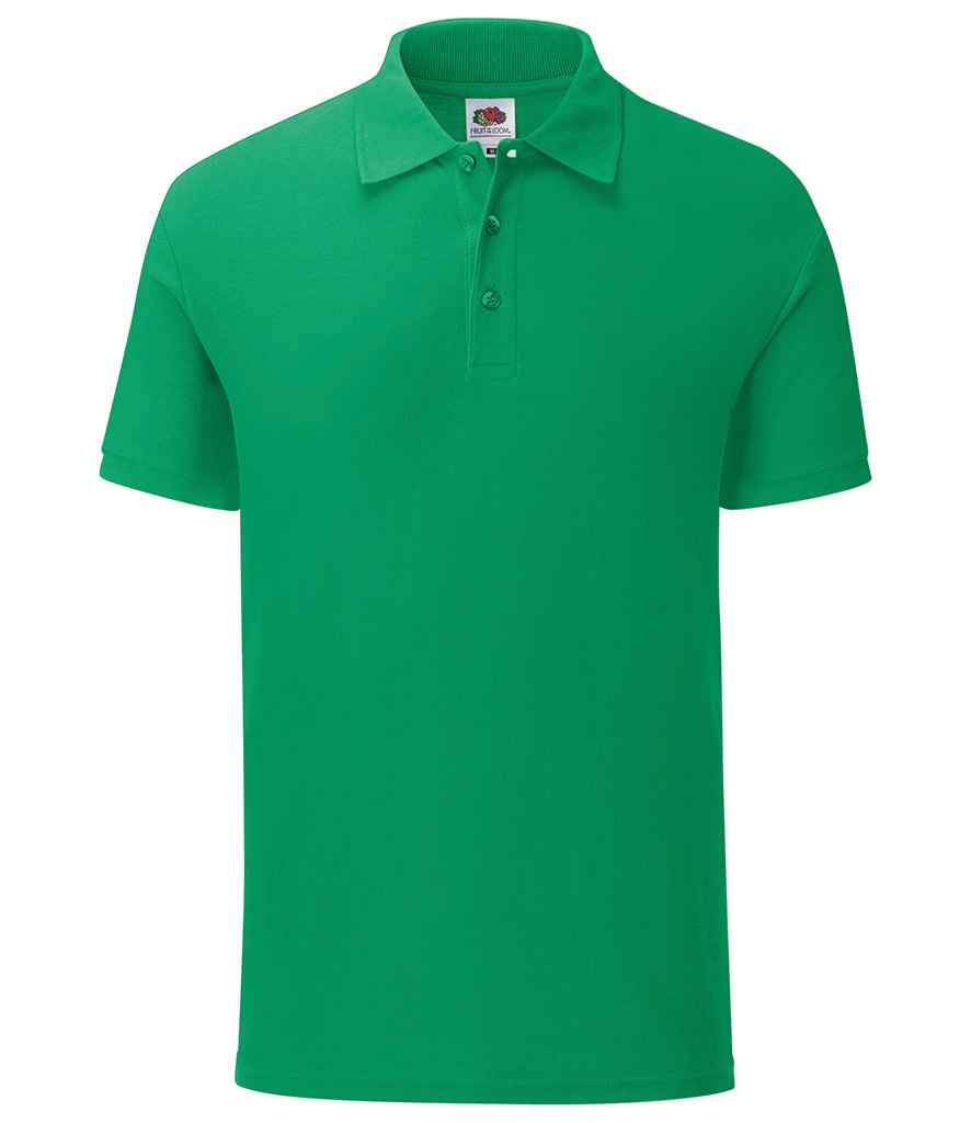 Fruit of the Loom Iconic Pique Polo Shirt in Kelly Green by Fruit of the Loom — Custom branded clothing by Print Press, featuring premium embroidery produced in our specialist print lab in the UK.