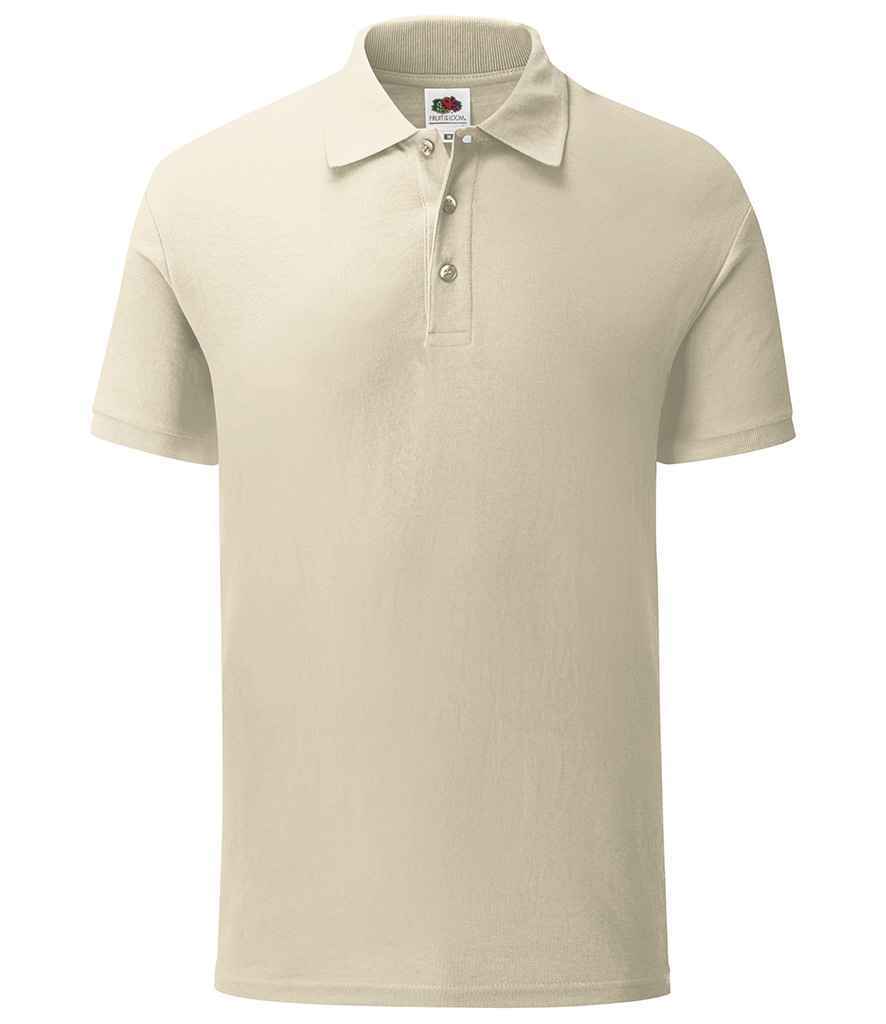 Fruit of the Loom Iconic Pique Polo Shirt in Natural by Fruit of the Loom — Custom branded clothing by Print Press, featuring premium embroidery produced in our specialist print lab in the UK.
